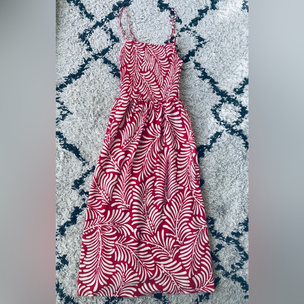 Red & White Crepe Dress